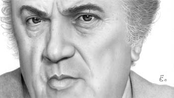 Federico Fellini ritratto a matita del regista