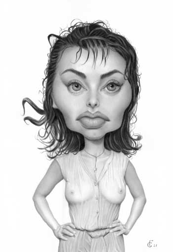 Sophia Loren caricatura a matita