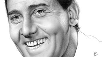 Alberto Sordi in un ritratto a matita del 2020